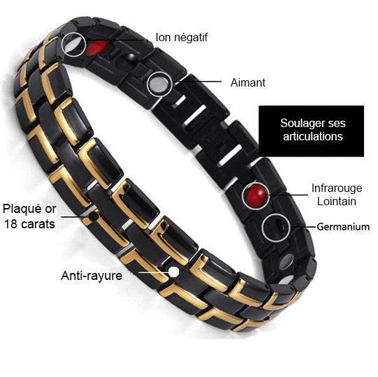 Bracelet magnétique homme avec aimants bien-être pour soulager les