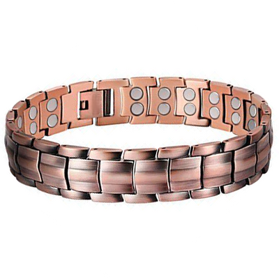 Bracelet magnétique cuivre brut 99% 6 aimants Homme ou Femme Luxe